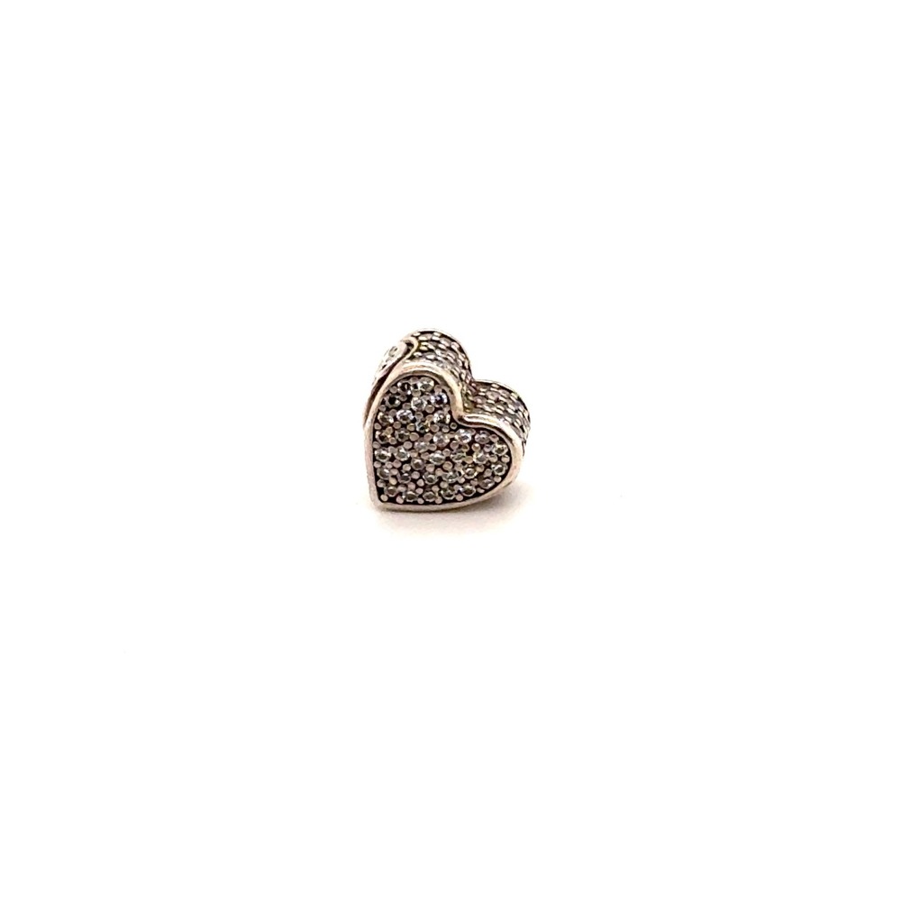 Pandora Essence Love Heart Charm Sterling Silver Pave CZ Bead 796007CZ